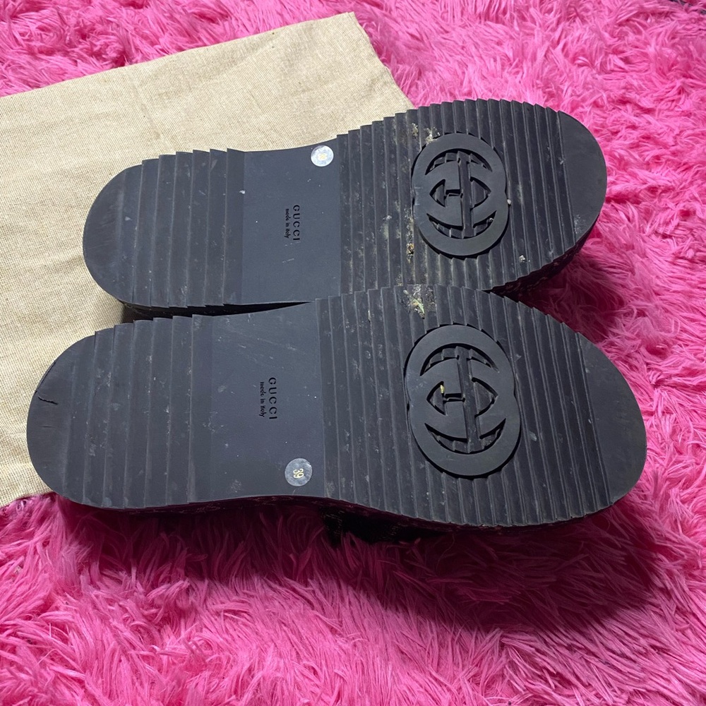 Authentic Gucci Denim Platform Slides - Picture 6 of 7